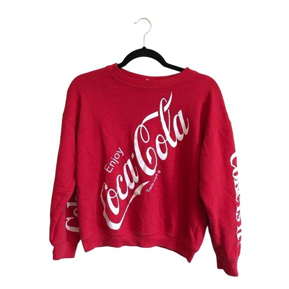 Coca-Cola S red white sweater coke long sleeve Vintage cozy casual - Picture 1 of 9